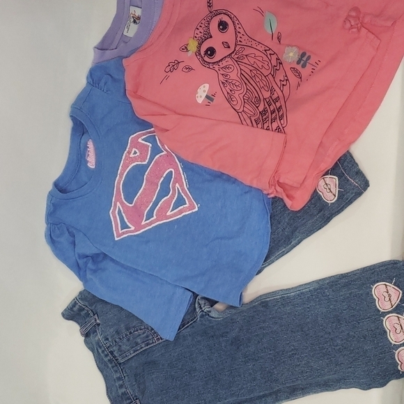 Carter's Other - 5/$30 BUNDLE of 3 T Shirts + Embroidered Jeans Elastic Supergirl Owl Long Sleeve